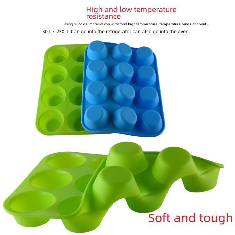 12-Hole Round Silicone Cake Mold for Muffins, Jelly, Pudding, Candle Making