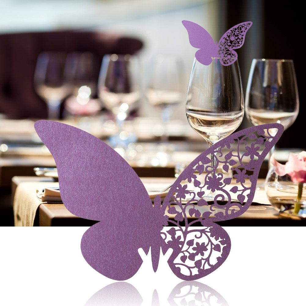 20pcs   Shape Wedding Hollow Name Place Cards For Wine Glass Table Decoration(White)
