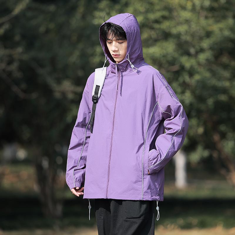 Męska kurtka letnia wiatrówka z jedwabiu lodowego z ochroną UV UPF50+