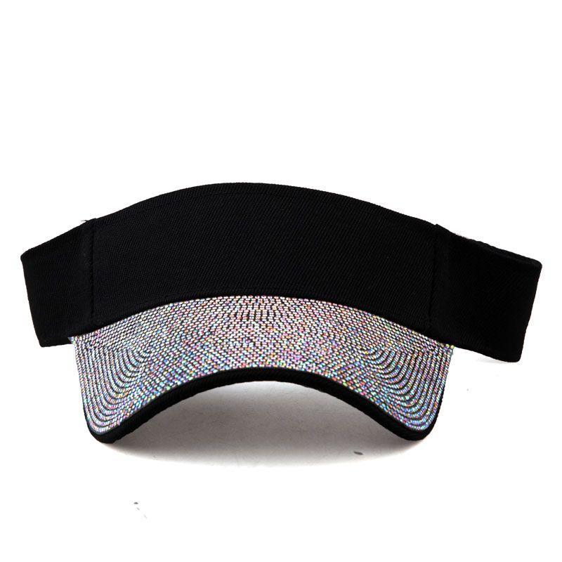 Men's and Women's Diamond Hollow Top Hats Fashionable Diamond Inlaid Sun Hats Versatile Headless Duckbill Hats Sun Resistant  Breathable Baseball Caps