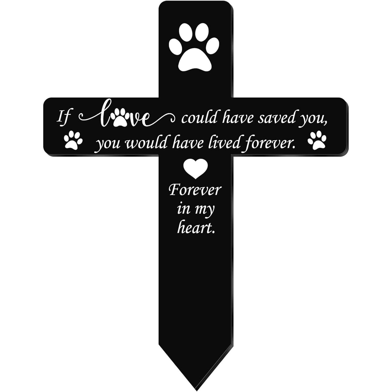 

Pet Memorial Plaque Metal Stake Acrylic Waterproof Garden Cemetery Black Sympathy Gift