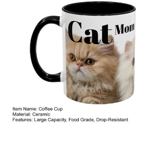 1/2Pcs Coffee Cup Large Capacity Ceramic Mug Food-Grade Lightweight Dishwasher Microwave Safe Cat Mom Themed Mug