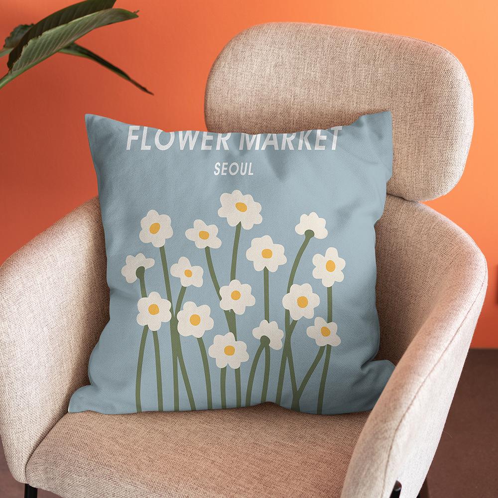 Nordic Abstract Art Flower Print Pillowcase Short Plush Pastoral Simple Home Sofa Cushion Car Cushion