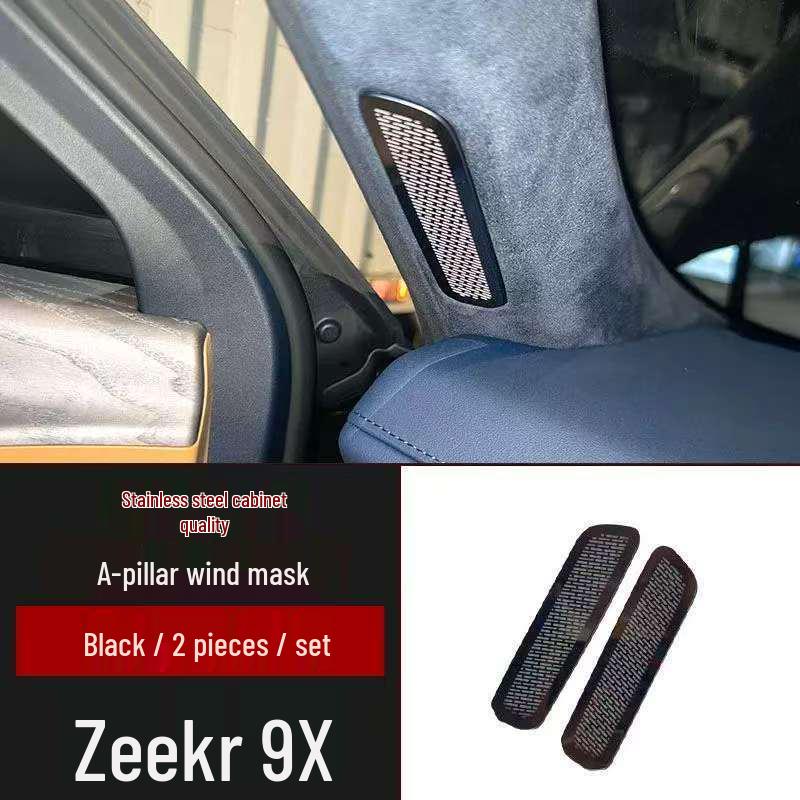 Zeekr 9X Stainless Steel Front Speaker Dust Cover - Non-destructive Paste, Hollow Design, Fits Front and Three Row Seats.