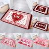 Front Door Mat, Valentine's Day Red Grid with Love Door Mat, Indoor Doormat for Bedroom Decor  Non-Slip Floor Mats Entryway Rug