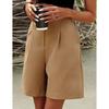Pantalones para Mujer, Verano, Corte Ajustado, Cintura Alta, Corte Holgado, Adelgazantes, Pierna Recta, Pantalones Casuales de Longitud Media, Transpirables, Pierna Ancha, Pantalones Cortos