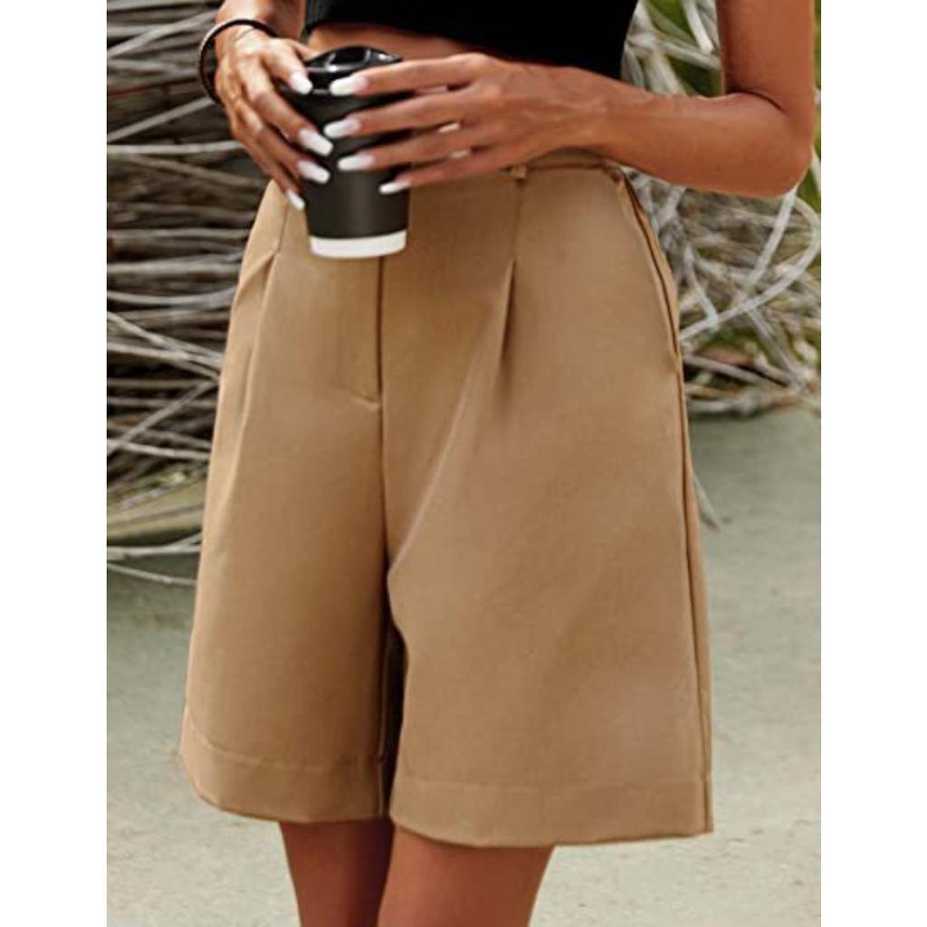 Pantalones para Mujer, Verano, Corte Ajustado, Cintura Alta, Corte Holgado, Adelgazantes, Pierna Recta, Pantalones Casuales de Longitud Media, Transpirables, Pierna Ancha, Pantalones Cortos