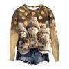 Women's Fashionable Casual Long-sleeved Retro Christmas Snowman Print Round Neck Top