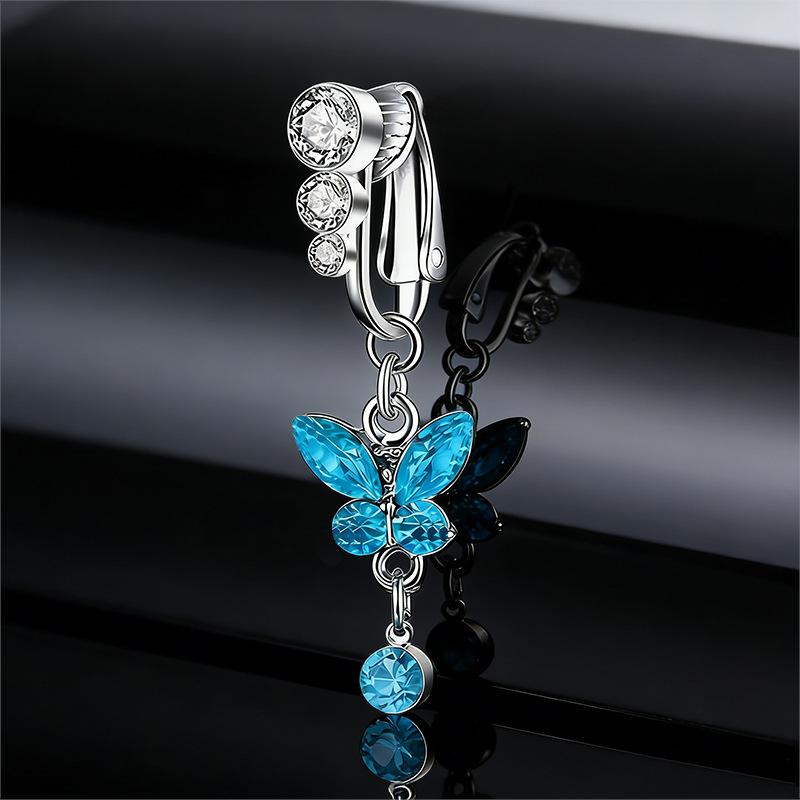 Fashion Butterfly Pentagram Non Perforated Navel Clip On Umbilical Navel Fake Pircing Zircon Cartilage Clip On Body Jewelry
