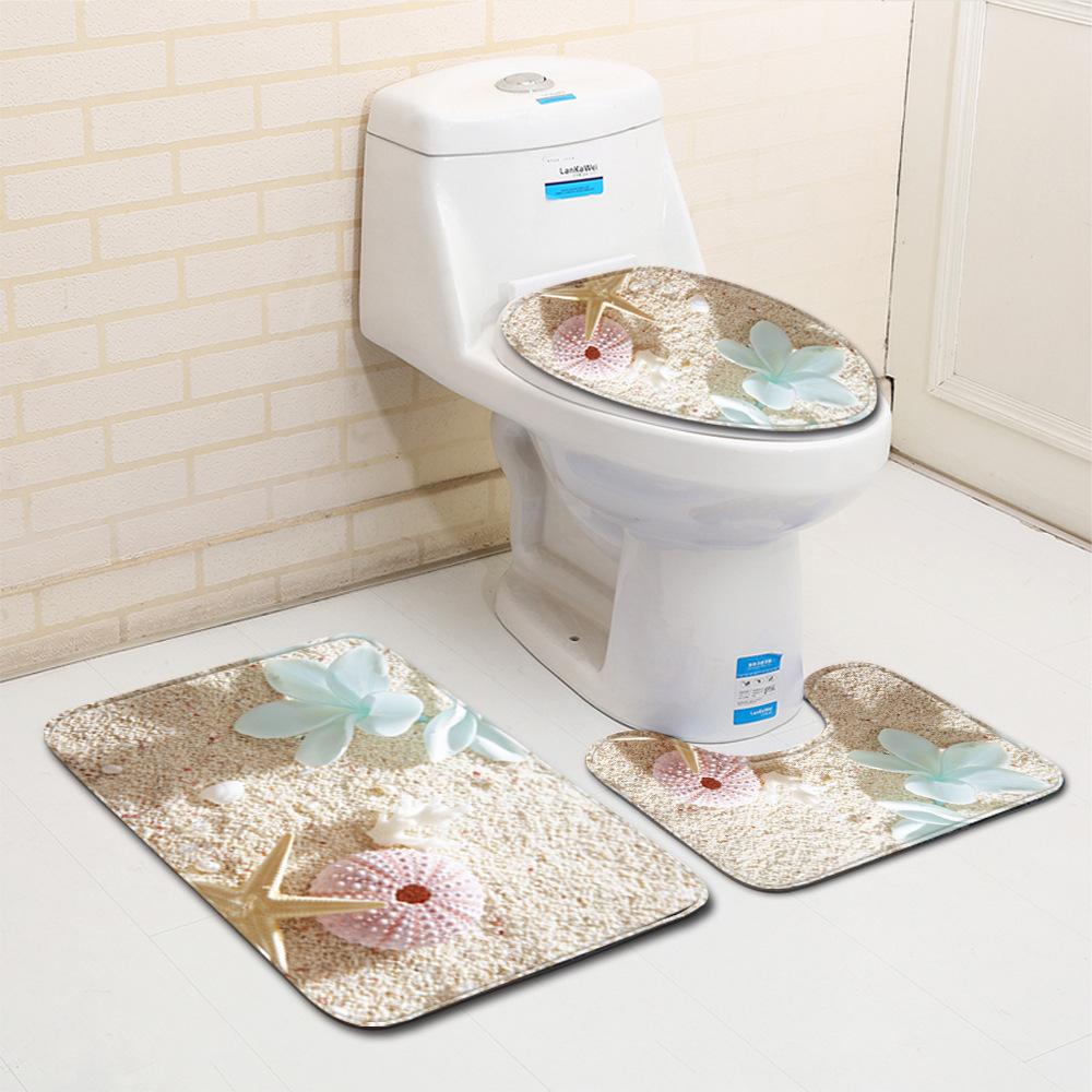 Shell Bathroom Floor Mat Toilet Three-Piece Set