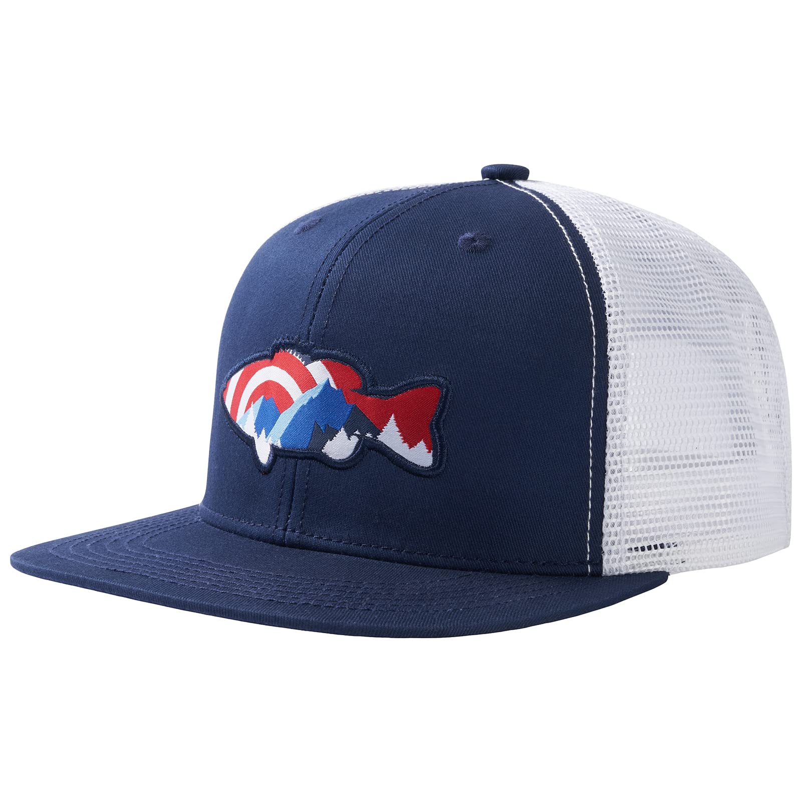 

Bassdash Flat Bill Cap for Men and Flat Visor Adjustable Size Camouflage Trucker Hat Women, Cap, (56-60cm), (College Navy/Bass)