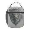 Grey Highland Yak Pattern Insulated Lunch Bag for Women Children Portable Food Boxes Thermal Lunch Box Tote
