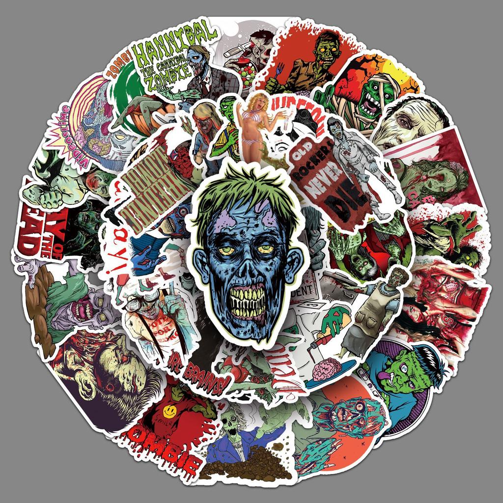 51 Pictures of Zombie Graffiti Personality Horror Trend DIY Skateboard Water Cup Suitcase Stickers Car Stickers