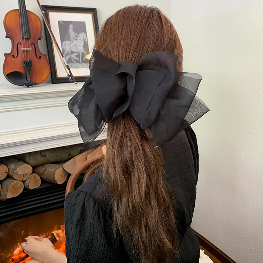 Natunofu Ponytail Ribbon Hair Bow Ponytail Half Hair Curly Long Fluffy Hair Natural Everyday Fashion Beauty for Women Wig, Accessory, Clip-on Wig,