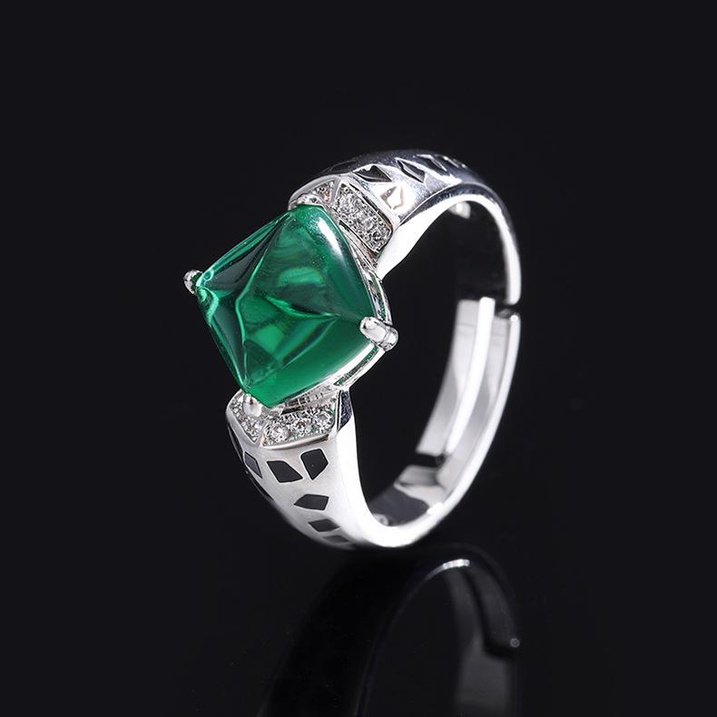 

Ювелирные изделия Искусственный цвет Сокровище Сахарная башня Кольцо Квадратный бриллиант Сапфир Кольцо Бирюзовое зелёный