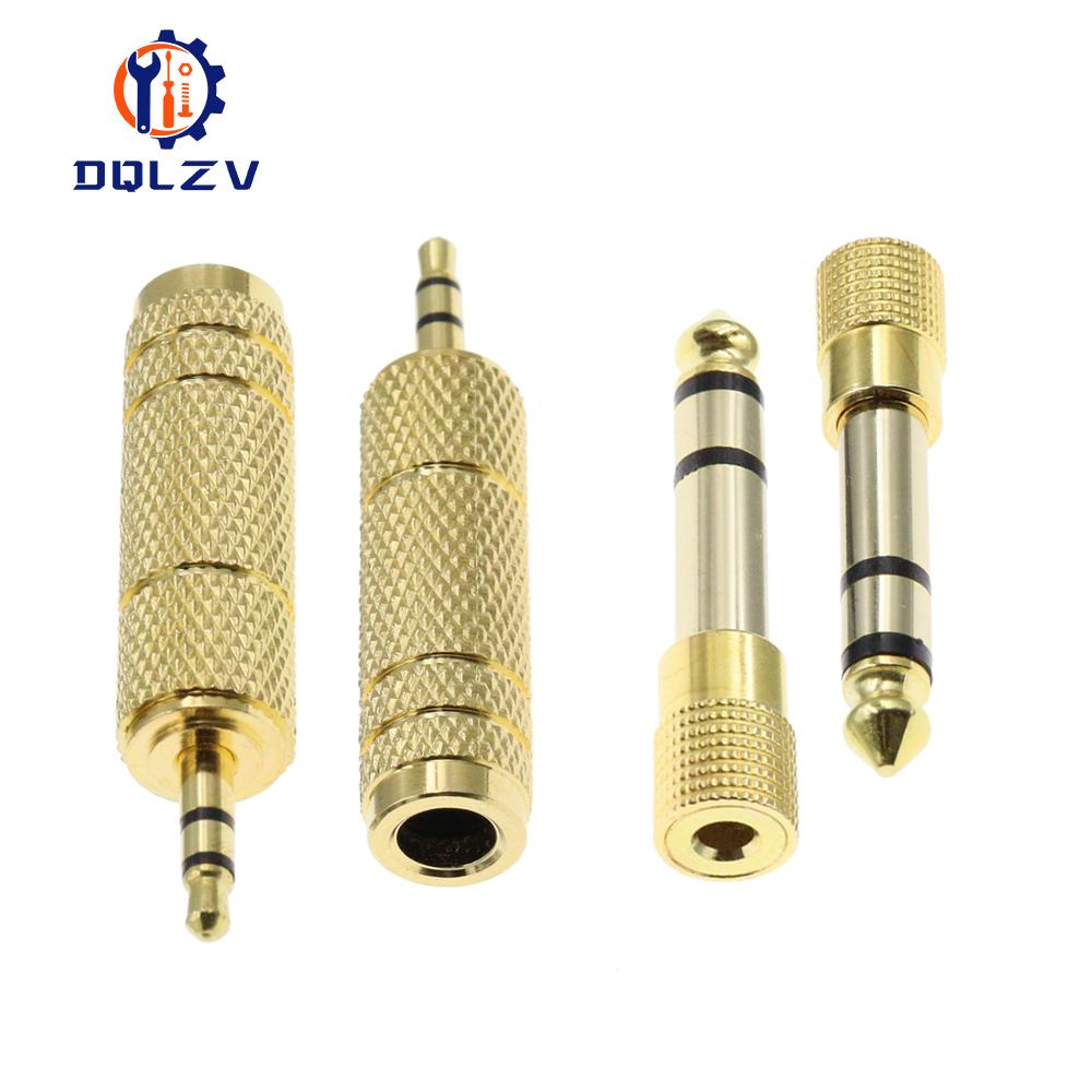 Gold 6.3mm 1/4" Male Plug To 3.5mm 1/8" Female Jack Stereo Headphone Audio Adapter Home Connectors Adapter Microphone Hot Sell