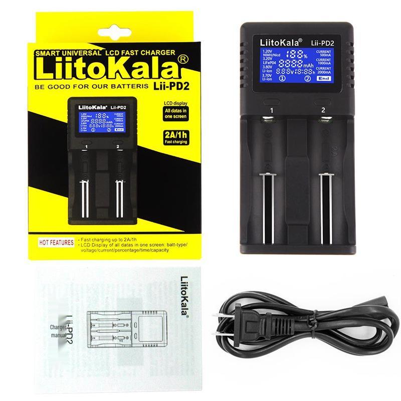 Dual-Slot Charger for 18650/26650 Lithium, AA/AAA Ni-MH, & 3.2V LiFePO4 Batteries