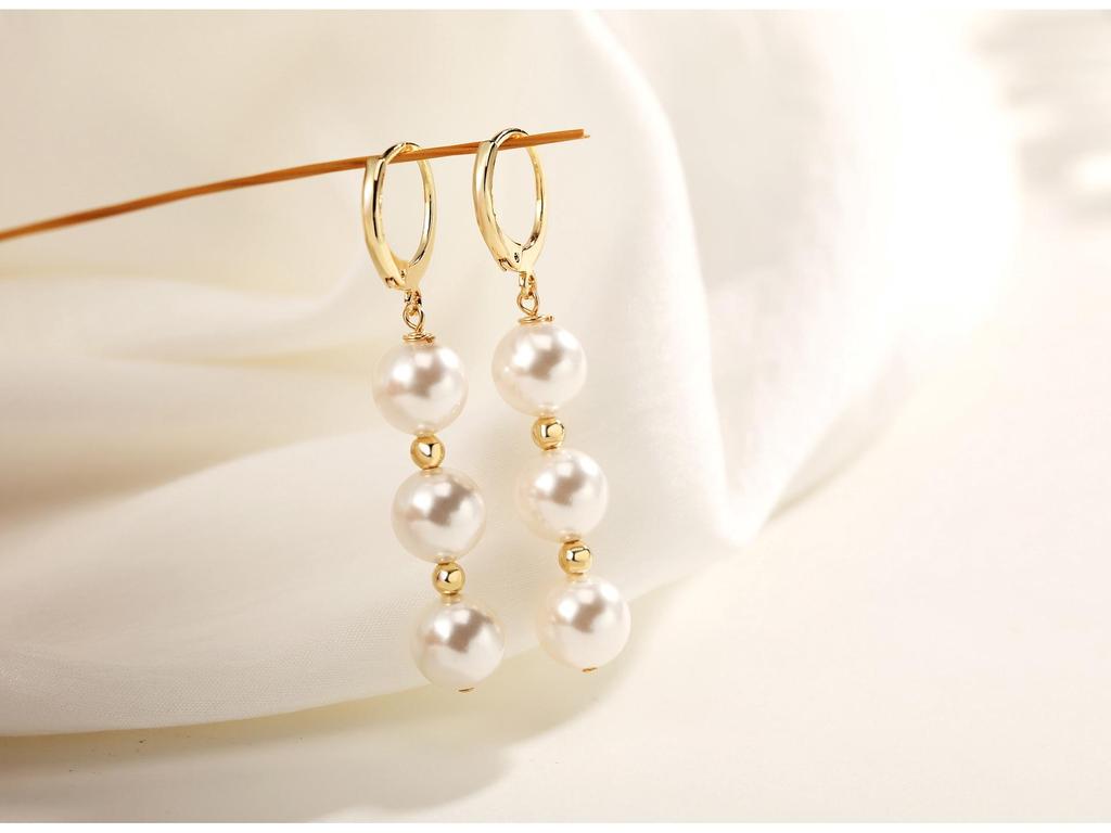 Shi Jia Pearl Drop Earrings: Fashionable Long Ear Cuffs for Women, Trendy Hot Style Gift for Bestie