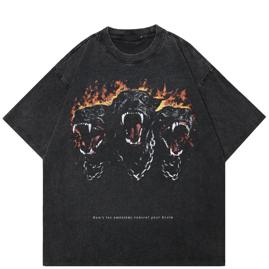 2026 Nytt Inom Streetwear Kort Hond Tryckt Punk Toppar Sommar Vintage Överdimensionerad Y2k T-shirt Bomull Vintage Kortärmade T-shirts Toppar