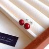 925 Sterling Silver Red Ankola Bead Earrings for Women - Elegant, Simple Pearl Design