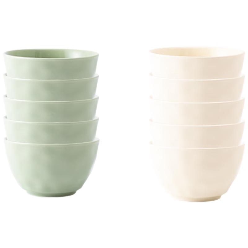 Haoya Cream Style Underglaze Ceramic Rice Bowl Set 4.5-inch Rice Bowl, 8-piece set