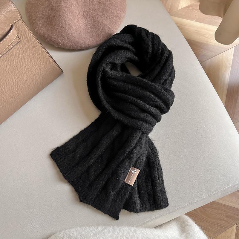 Korean Winter Fashion Versatile Solid Color Wool Blended Women's Scarf Warm High Quality Scarf Birthday Gift