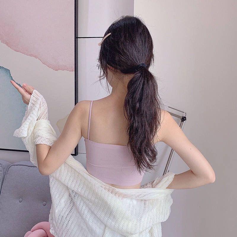 Koreansk Stil Iskall Silke Axelbandslös Bandeau BH för Kvinnliga Studenter - Tunt Inre Slipslinne