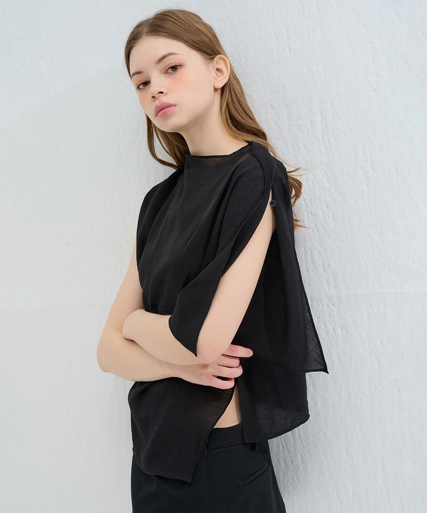 Kamino Asymmetrical Off-Shoulder Blouse Black