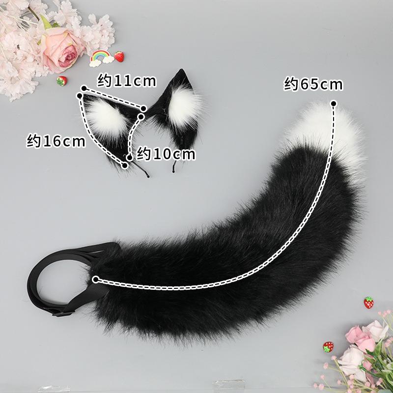 A handmade Japanese Lolita animal ear headdress cosplay hair upright white fox ear headband