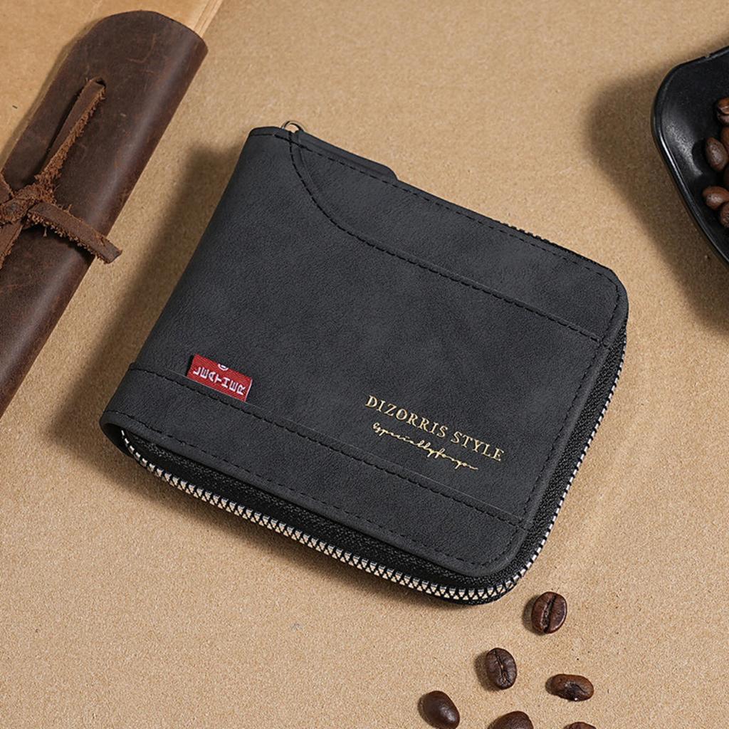 Large Capacity Men Wallets Short Card Bags Zipper Male Coin Purses Classic Vintage Card Holder Men's Wallet