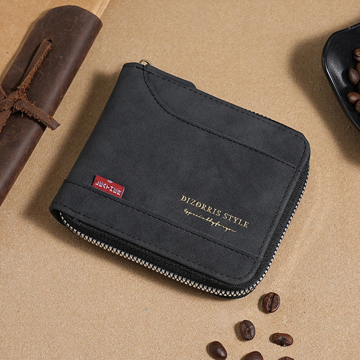 

Вместительные мужские кошельки, короткие сумки для карт, мужские кошельки для монет на молнии, классический винтажный держатель для карт, мужской кошелек one size чёрный