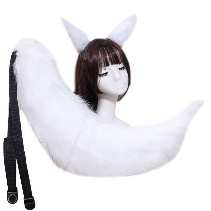 Erwachsene Kinder Cosplay Anime Flauschiges Plüsch Langes Katzenohr Schwanz Kostümzubehör Halloween Party Kostüm Requisite