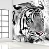 Size 3D Stereo Black and White Tiger Mural Wall Paper for Living Room TV Background Home Decor 3D Room Wallpaper