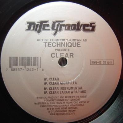 12inch Record ARTIST FORMERLY KNOWN AS TECHNIQUE - Clear KNG42 Nite Grooves 1996 US Dance & Electronica Used
