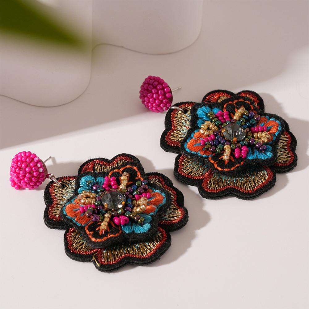 Ear Jewelry Embroidery Flower Earrings Luxury Delicate Earrings for Women  Lady Girl
