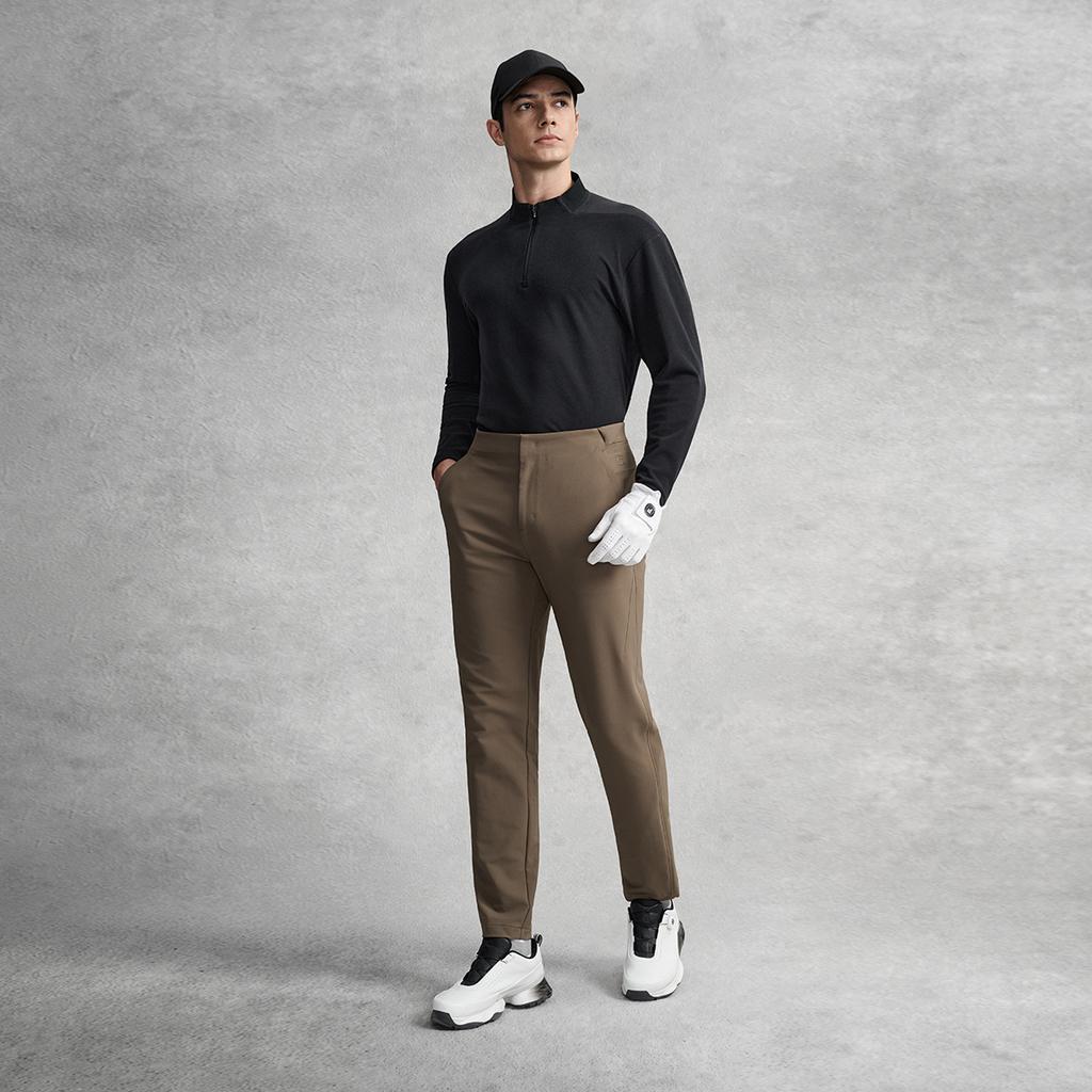 Fila Fleece Lined Classic Simple Fashion Sports Golf Versatile Woven Casual Pants Men Bottoms Caramel A11M615810FBN