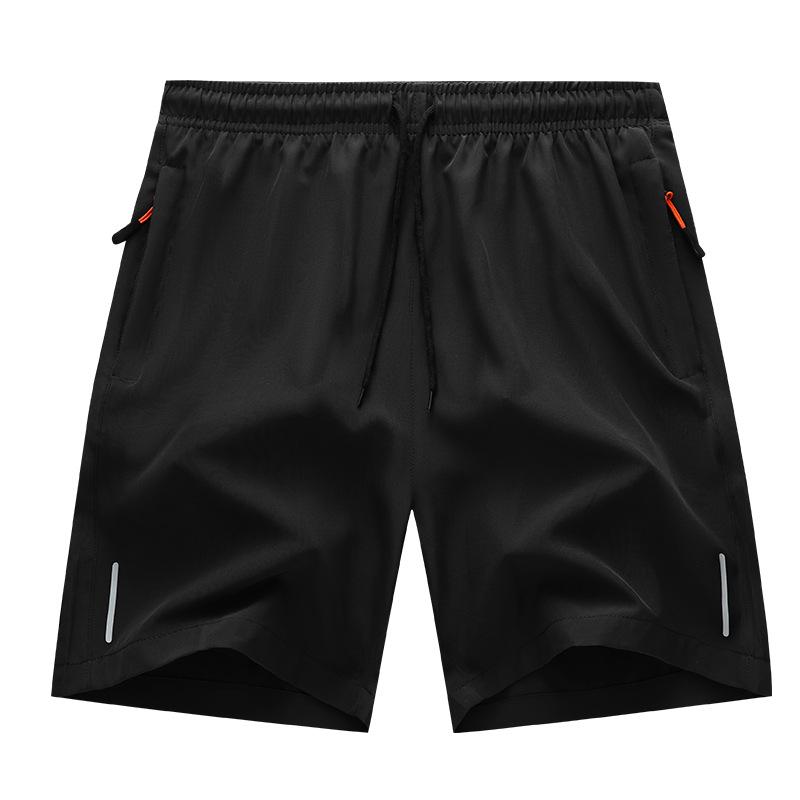Men's 2025 Summer Reflective Sports Shorts - Ice Silk, Zipper, Four-Way Stretch, Casual Five-Point Pants