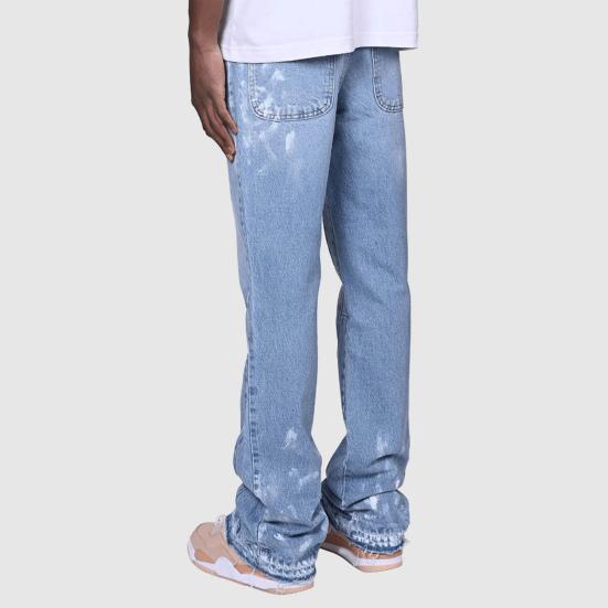 Men's Vintage Jeans Casual Straight Mid Waist Denim Pants Distressed Washed Trousers with Pockets for Streetwear Travel