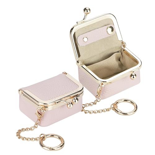 Royal Bagger Genuine Leather Mini Jewelry Box Women's Coin Purse Solid Color Kiss Lock Change Pouch Casual Style Small Storage Bag for Women 1894