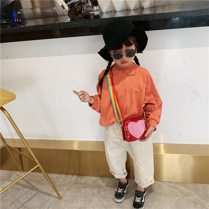Chic Korean Style Kids Bag With Shiny Pu Leather And Colorful Rainbow Strap For Boys And Girls