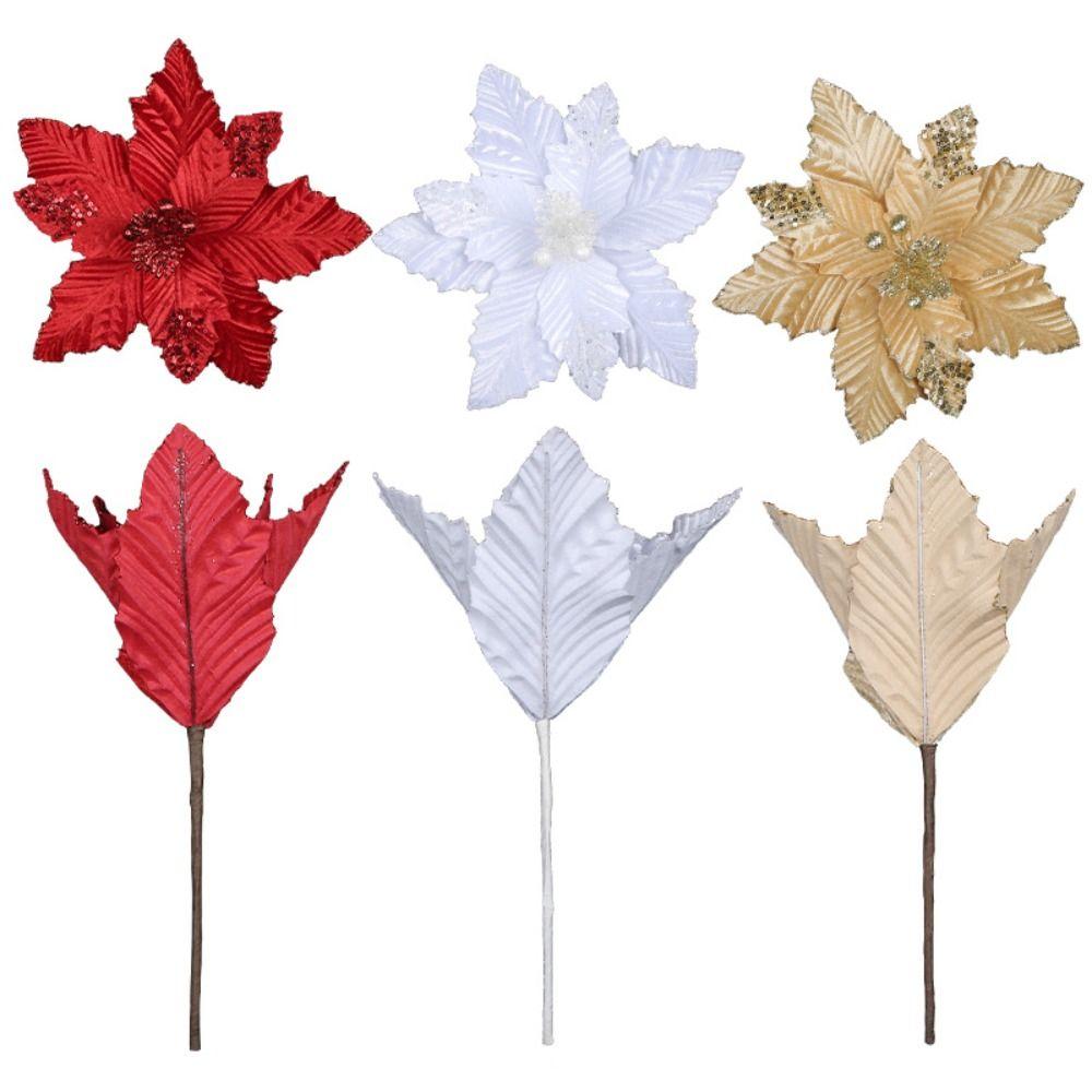 Large Christmas Glitter Flower Simulation Christmas Tree Decorations  Wedding Decor
