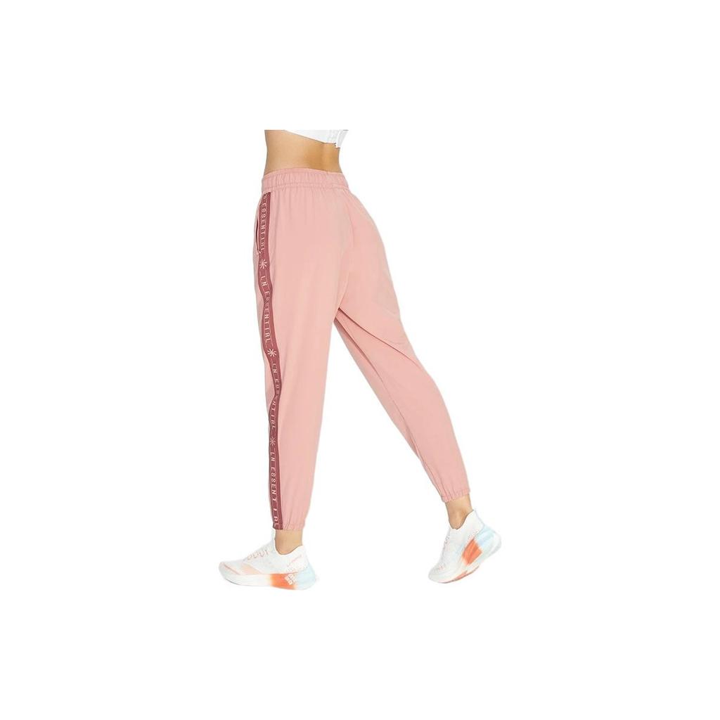 Li Ning Color Block High Waist Elastic Quick Dry Sports Pants Women Bottoms Pink AYKS356-7