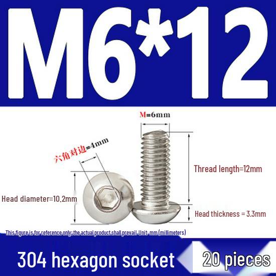 ISO7380 Stainless Steel Hex Drive Dome Head Screws - M2 to M16