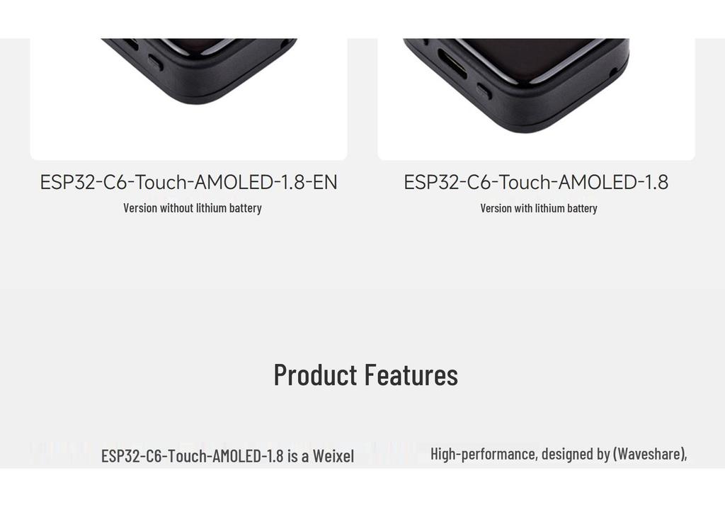 ESP32-C6 1.8" AMOLED Touch Dev Board, Wi-Fi 6/Bluetooth 5, XiaoZhi AI Compatible