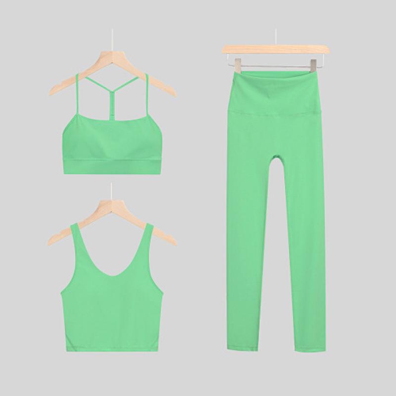 LULU Original Three-Piece Yoga Set: Beautiful Back Y/U-Shaped Vest & Quick-Dry, Breathable Nine-Point Pants for Women