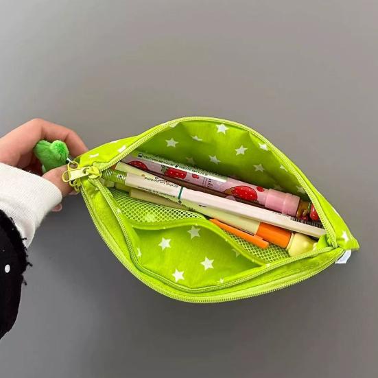 Student Stationery Bag Star Pattern Multi-Tiered Design Zipper Closure Sustainable Desk Organizer School Supplies