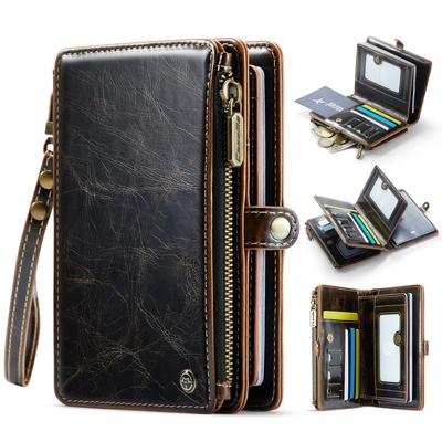 XIMAND Passport Holder Wallet Bag with 11 Card Slots and Passport Photo RFID Blocking Wristlet Brown Pocket, Pocket, Strap,