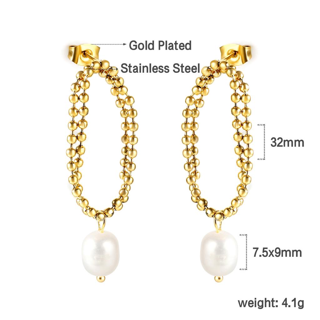 Elegant Baroque White Pearl Earrings Fashionable High-End Pearl Jewelry