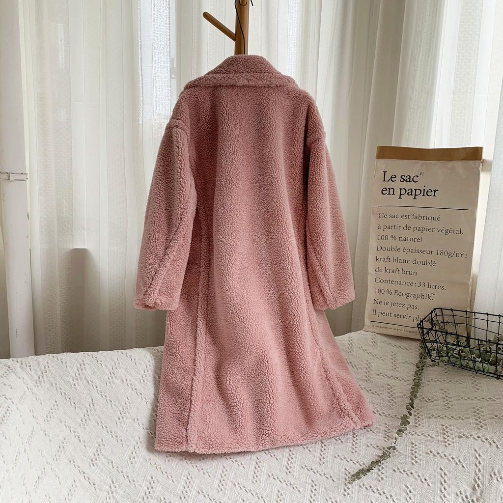 Women Fashion  And Winter Loose Medium Long Windbreaker Lamb Coat