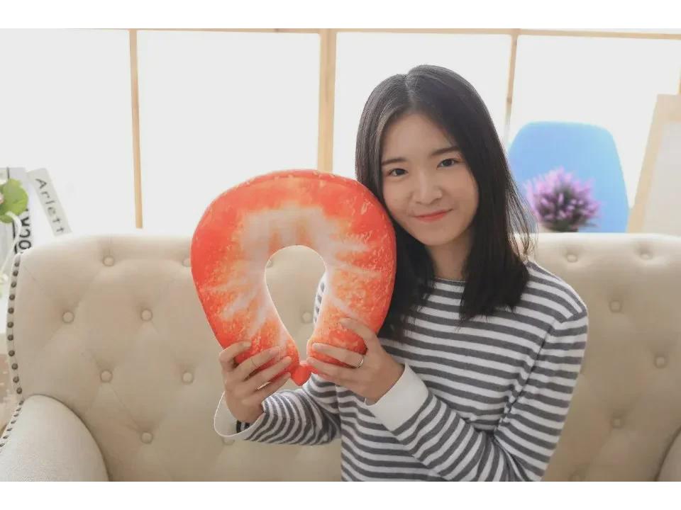 Cartoon Fruit & Pepper U-Shaped Neck Pillow: Big Shrimp Toy Travel Pillow for Naps